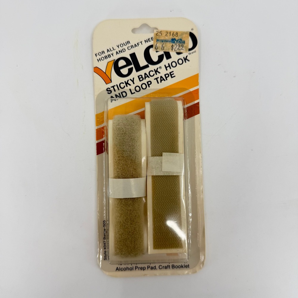 Vintage 1982 Sticky Back Hook and Loop Tape Beige 18in x 3/4in Style 347